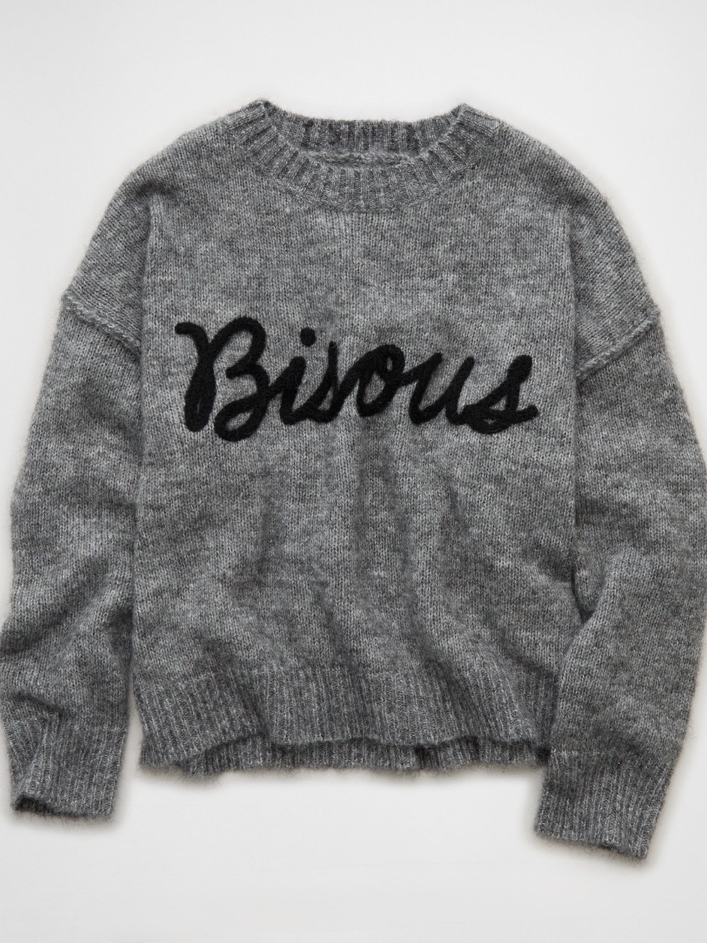 American Eagle Outfitters Gray 'Bisous' Knit Sweater